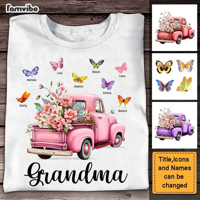 Personalized Gift For Grandma Pink Floral Truck Butterflies Shirt - Hoodie - Sweatshirt 26705 1