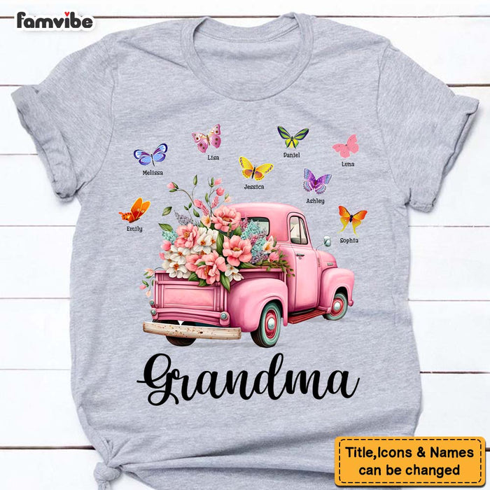 Personalized Gift For Grandma Pink Floral Truck Butterflies Shirt - Hoodie - Sweatshirt 26705 1