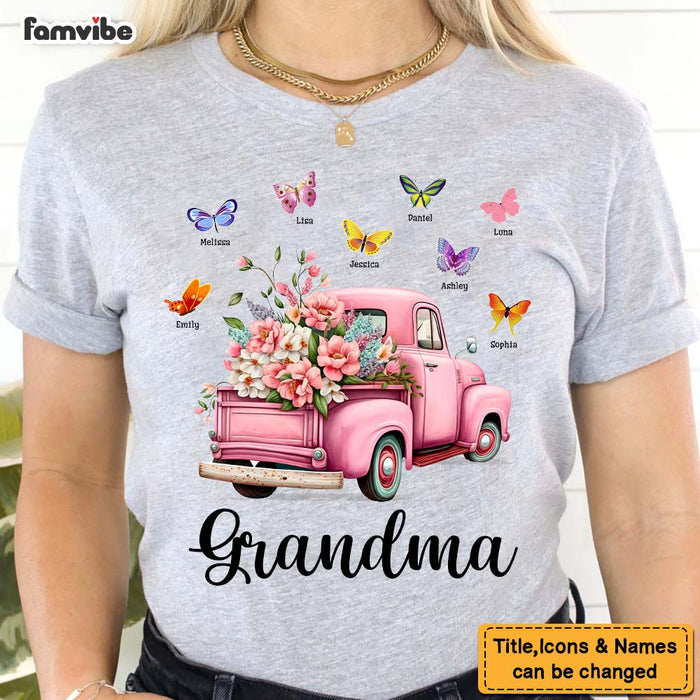 Personalized Gift For Grandma Pink Floral Truck Butterflies Shirt - Hoodie - Sweatshirt 26705 1
