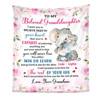 Personalized Gift For Granddaughter You're Capable Of Achieving Anything Elephant Blanket 26707 thumb 1