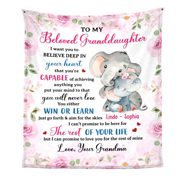 Personalized Gift For Granddaughter You're Capable Of Achieving Anything Elephant Blanket 26707 1