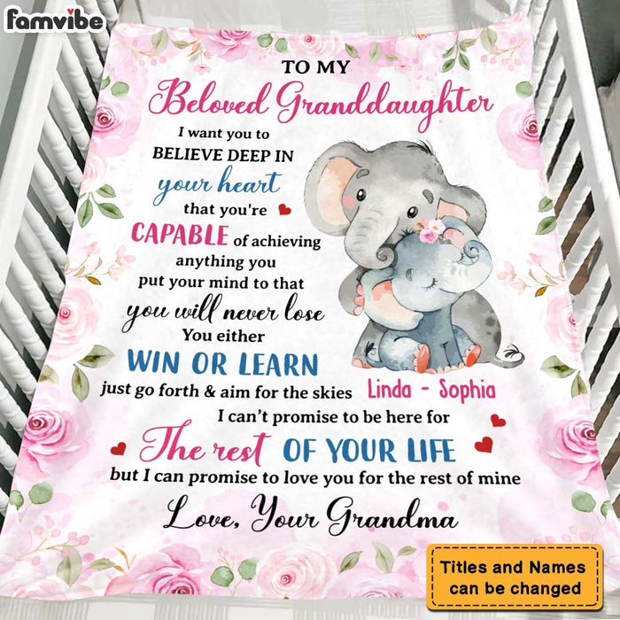 Personalized Gift For Granddaughter You're Capable Of Achieving Anything Elephant Blanket 26707 1
