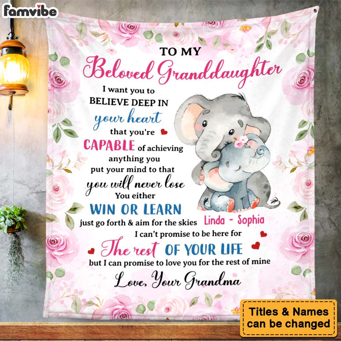 Personalized Gift For Granddaughter You're Capable Of Achieving Anything Elephant Blanket 26707 1