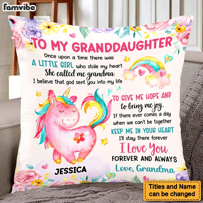 Personalized Gift For Granddaughter She Called Me Grandma Unicorn Pillow 26708 1