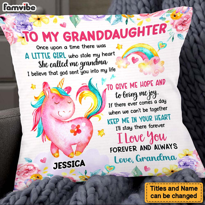 Personalized Gift For Granddaughter She Called Me Grandma Unicorn Pillow 26708 1