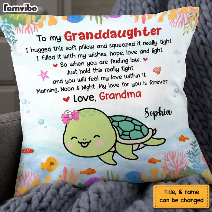 Personalized Gift For Granddaughter My Love For You Is Forever Turtle Pillow 26710 1