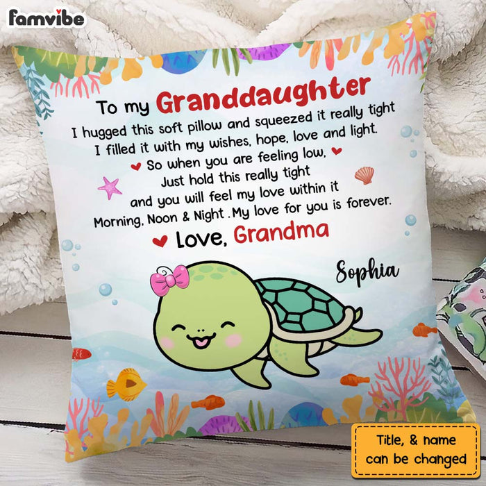 Personalized Gift For Granddaughter My Love For You Is Forever Turtle Pillow 26710 1