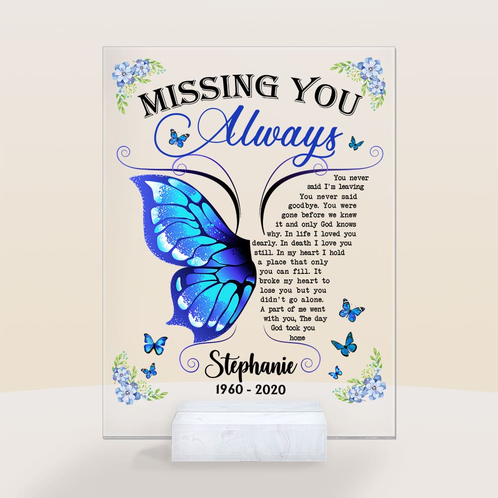 Personalized Memorial Gift Missing You Always Butterfly Acrylic Plaque 26718 Primary Mockup