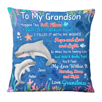 Personalized Gift for Grandson Cute Dolphins Pillow 26719 thumb 1