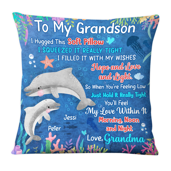 Personalized Gift for Grandson Cute Dolphins Pillow 26719 1