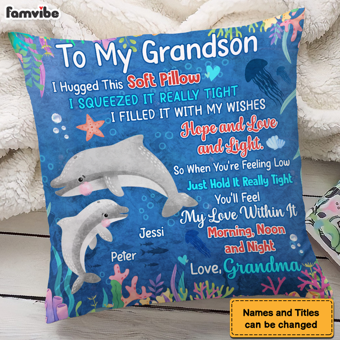 Personalized Gift for Grandson Cute Dolphins Pillow 26719 1