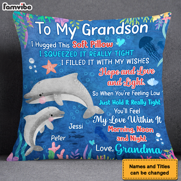 Personalized Gift for Grandson Cute Dolphins Pillow 26719 1