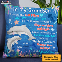 Personalized Gift for Grandson Cute Dolphins Pillow 26719 thumb 1
