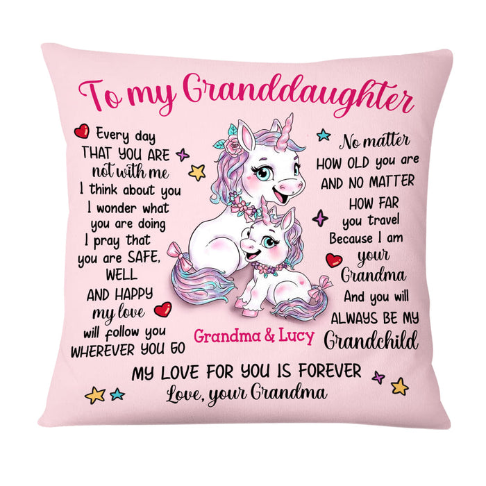Personalized Gift For Granddaughter Unicorn No Matter Where Pillow 26724 1