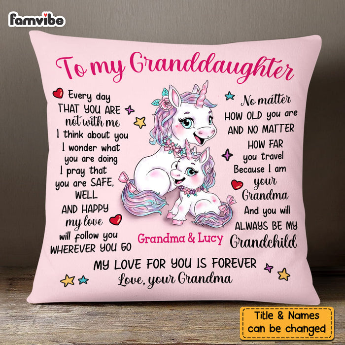 Personalized Gift For Granddaughter Unicorn No Matter Where Pillow 26724 1