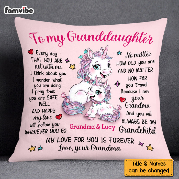 Personalized Gift For Granddaughter Unicorn No Matter Where Pillow 26724 1