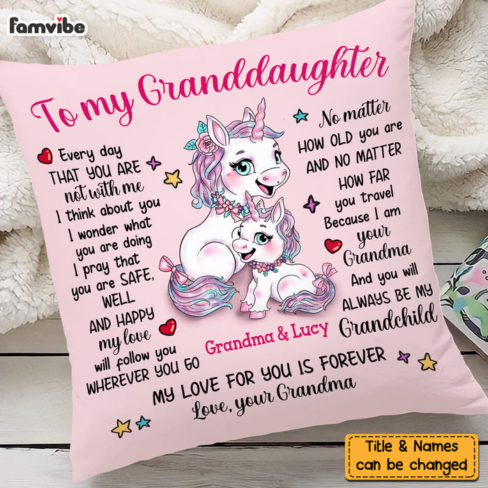 Personalized Gift For Granddaughter Unicorn No Matter Where Pillow 26724 1