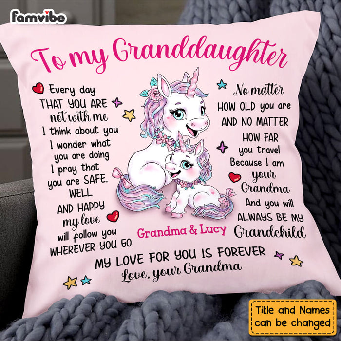 Personalized Gift For Granddaughter Unicorn No Matter Where Pillow 26724 1
