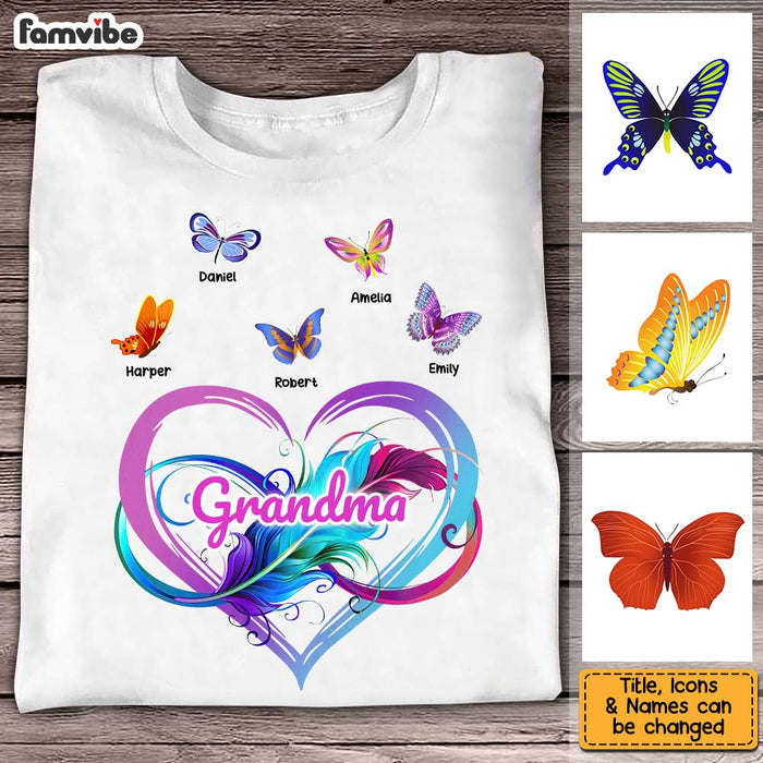 Personalized Gift ffor Grandma Heart With Butterflies Shirt - Hoodie - Sweatshirt 26727 1