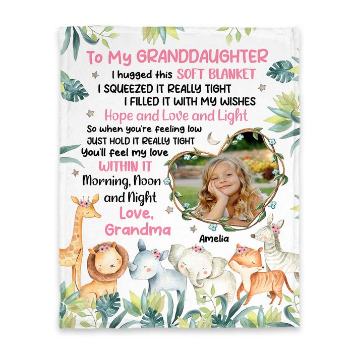 Personalized Gift For Granddaughter Safari Animals Nursery Photo Blanket 26734 1