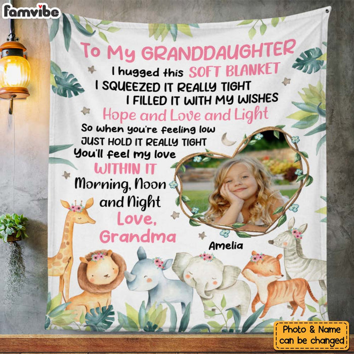 Personalized Gift For Granddaughter Safari Animals Nursery Photo Blanket 26734 1