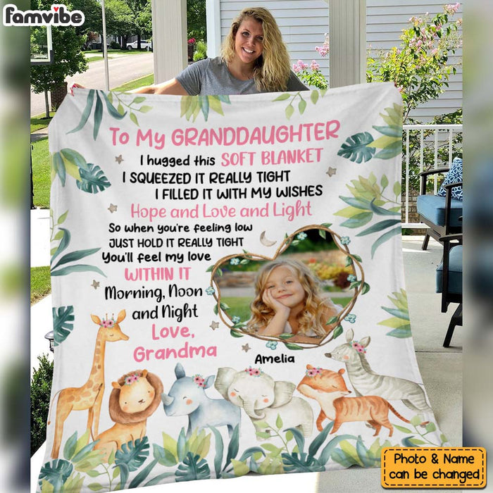 Personalized Gift For Granddaughter Safari Animals Nursery Photo Blanket 26734 1
