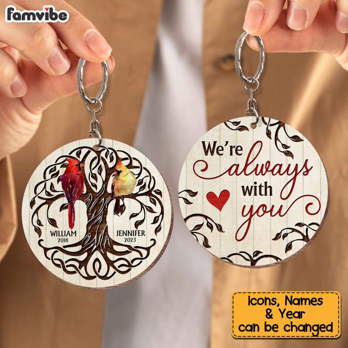 Personalized Memorial Gift Always With You Cardinals Wood Keychain 26738 1