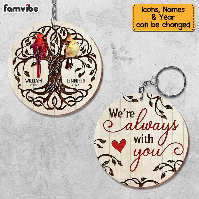 Personalized Memorial Gift Always With You Cardinals Wood Keychain 26738 1