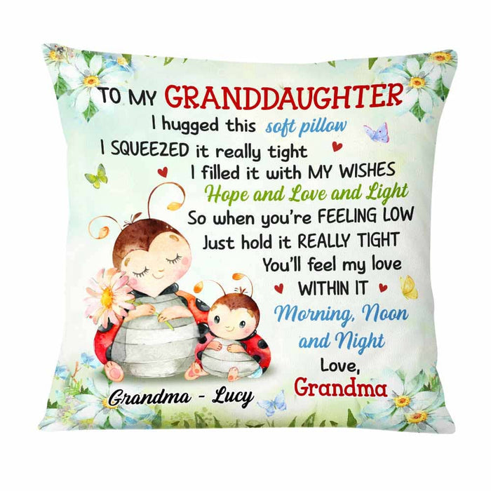 Personalized Gift For Granddaughter Watercolor Ladybug Pillow 26746 1
