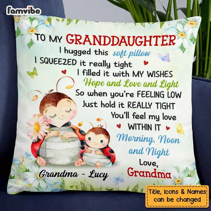 Personalized Gift For Granddaughter Watercolor Ladybug Pillow 26746 1