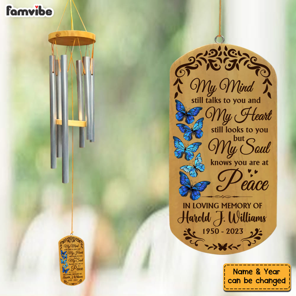 Personalized Memorial Tribute Gift In Loving Memory Butterflies Wind Chimes 26749 Primary Mockup