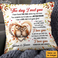 Personalized Gift For Couple Owl Couple The Day I Met You Pillow 26750 thumb 1