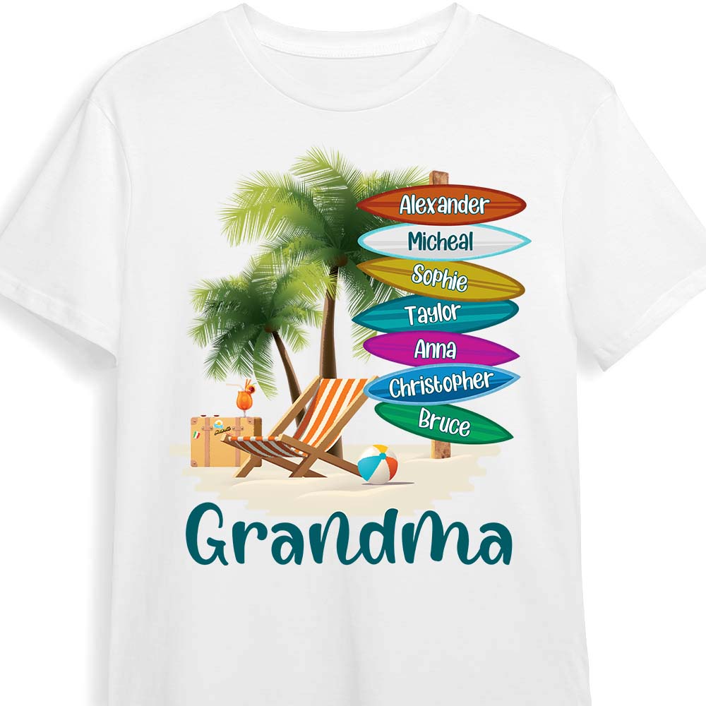 Personalized Gift For Grandma Surfboard Summer Beach Shirt Hoodie Sweatshirt 26754 Primary Mockup