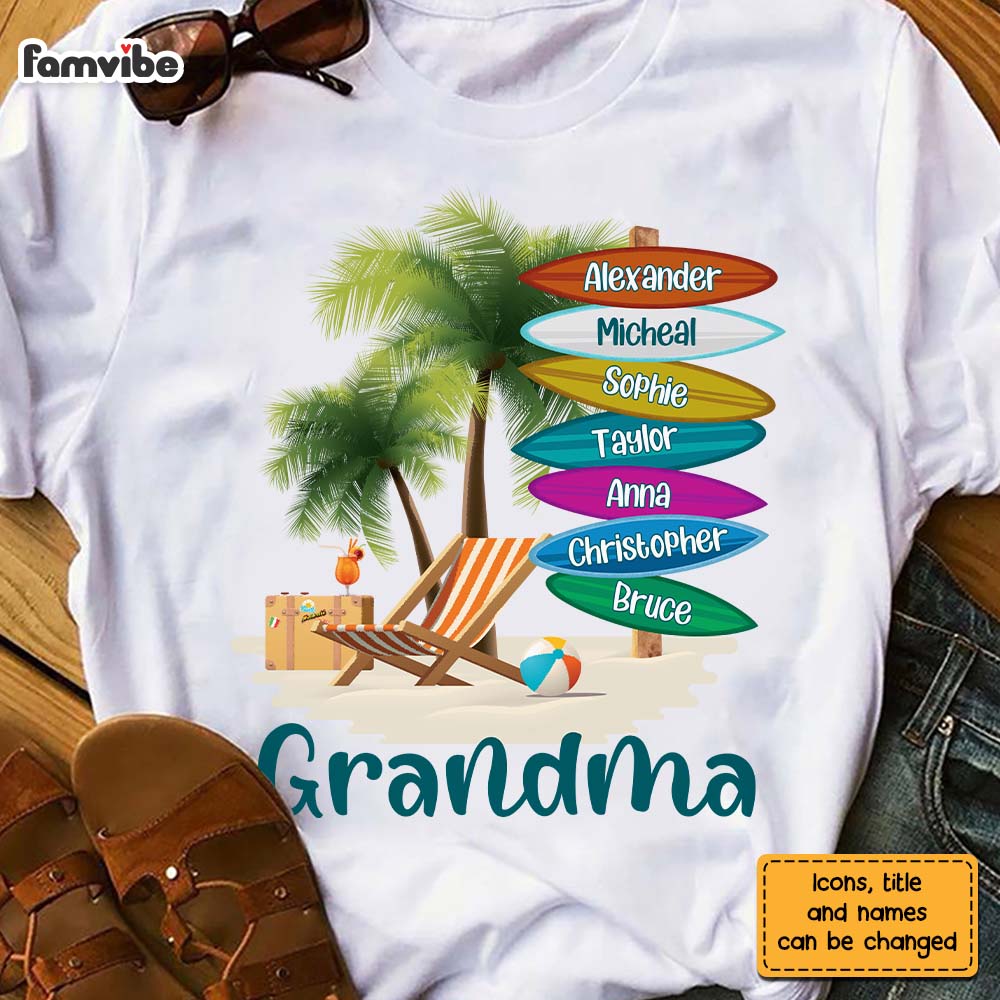 Personalized Gift For Grandma Surfboard Summer Beach Shirt Hoodie Sweatshirt 26754 Primary Mockup