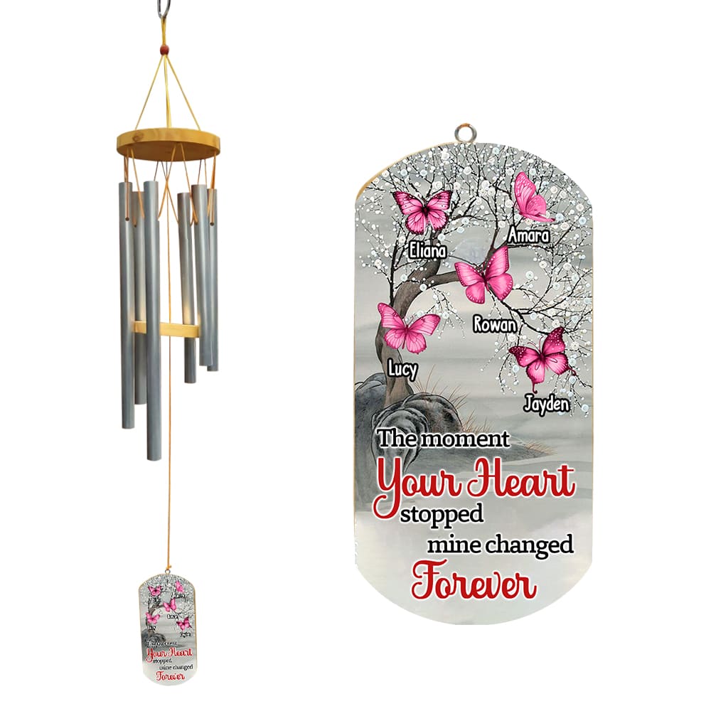 Personalized Memorial Gift The Moment Your Heart Stopped Mine Changed Forever Wind Chimes 26756 Primary Mockup