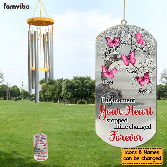 Personalized Memorial Gift The Moment Your Heart Stopped Mine Changed Forever Wind Chimes 26756 1