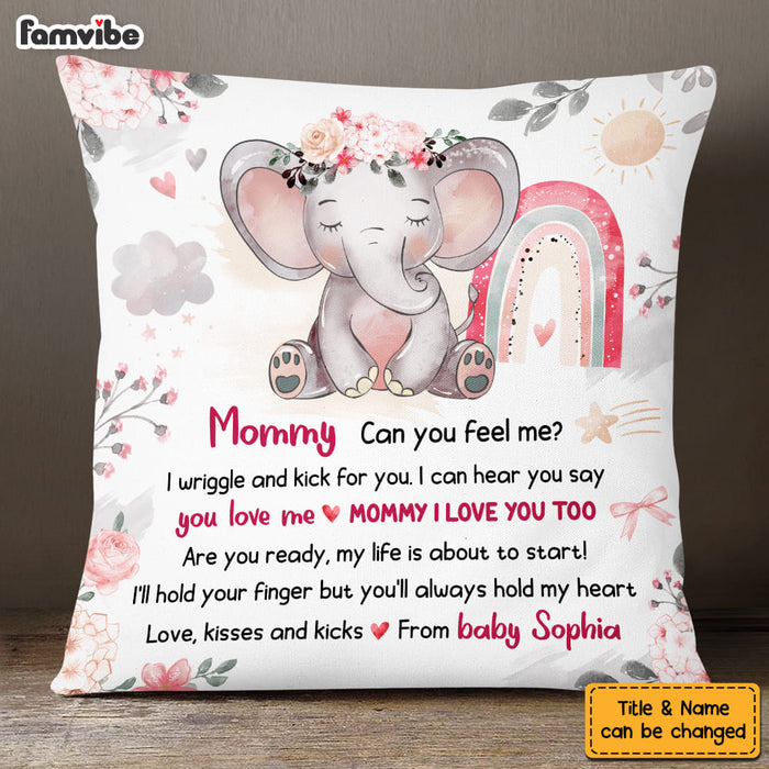 Personalized Gift For Daughter Elephant Expecting Mom Love Kisses and Kicks Pillow 26757 1