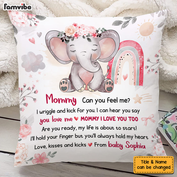 Personalized Gift For Daughter Elephant Expecting Mom Love Kisses and Kicks Pillow 26757 1