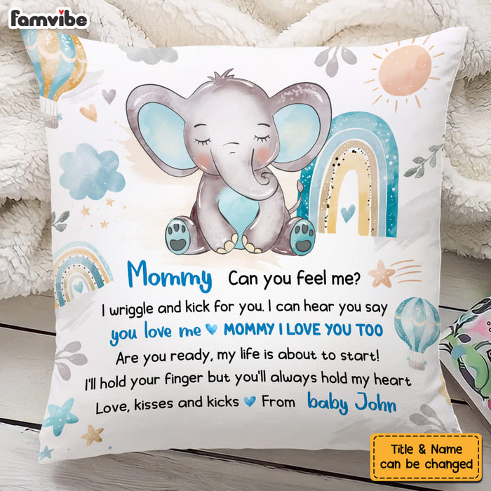 Personalized Gift For Daughter Elephant Expecting Mom Love Kisses and Kicks Pillow 26757 1