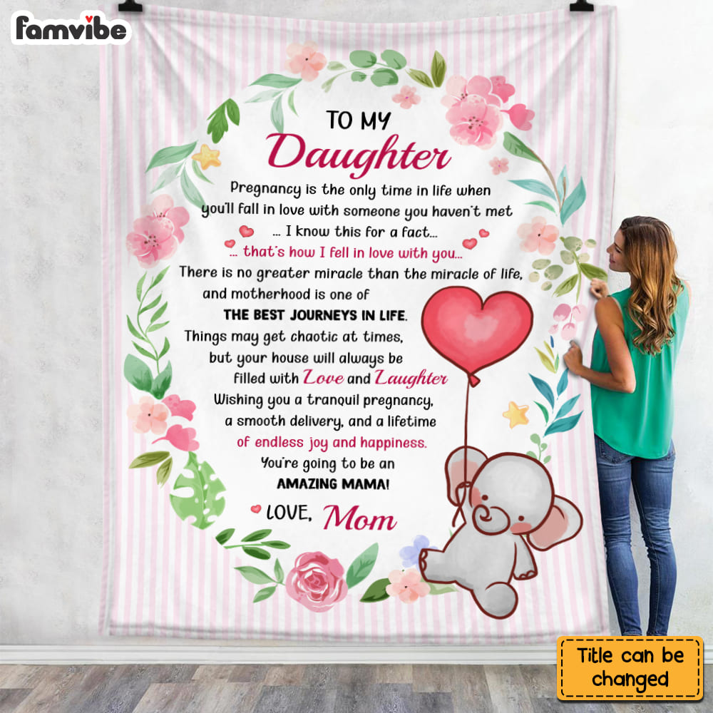 Personalized Gift For Daughter Pregnancy Elephant Baby Shower Expecting Mom Blanket 26760 Primary Mockup