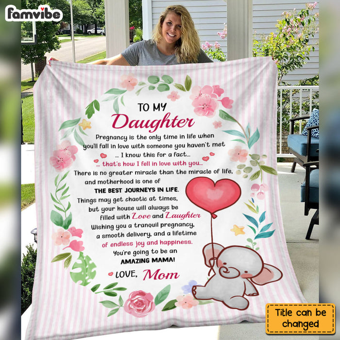 Personalized Gift For Daughter Pregnancy Elephant Baby Shower Expecting Mom Blanket 26760 1