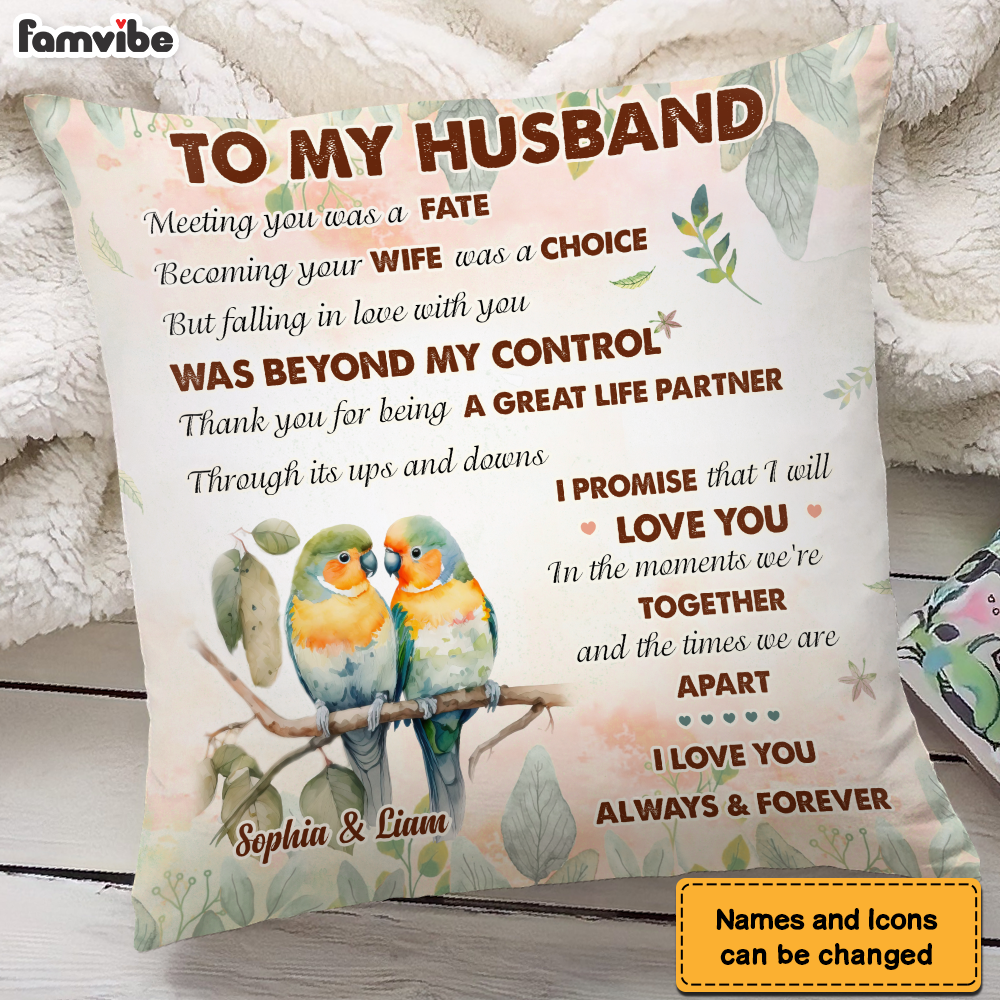Personalized Gift For Couple Love Birds I Love You Forever And Always Pillow 26767 Primary Mockup