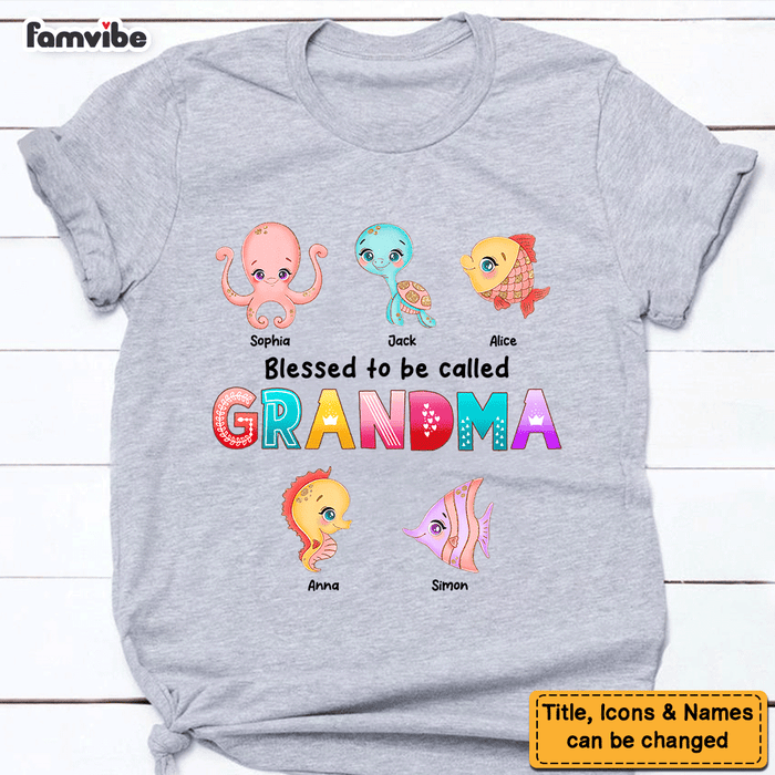 Personalized Gift Blessed To Be Called Grandma Sea Animals Shirt - Hoodie - Sweatshirt 26785 1