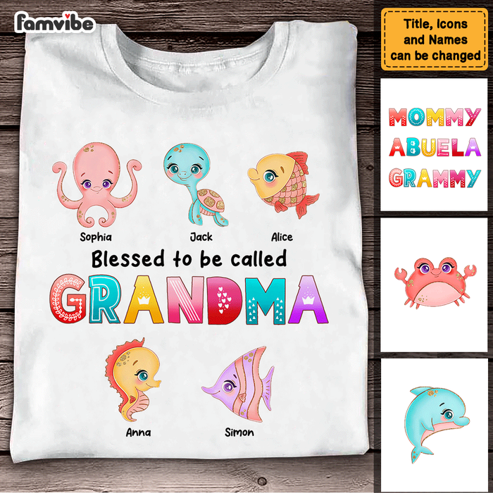 Personalized Gift Blessed To Be Called Grandma Sea Animals Shirt - Hoodie - Sweatshirt 26785 1