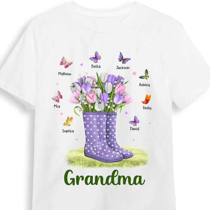 Personalized Gift For Grandma Spring Flower Rubber Boots Butterfly Shirt - Hoodie - Sweatshirt 26786 1