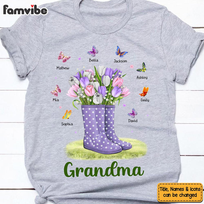 Personalized Gift For Grandma Spring Flower Rubber Boots Butterfly Shirt - Hoodie - Sweatshirt 26786 1