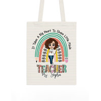 Personalized Back To School Gift For Teacher It Takes A Big Heart To Shape Little Minds Tote Bag 26788 thumb 1