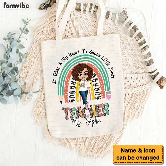 Personalized Back To School Gift For Teacher It Takes A Big Heart To Shape Little Minds Tote Bag 26788 1