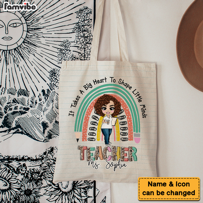 Personalized Back To School Gift For Teacher It Takes A Big Heart To Shape Little Minds Tote Bag 26788 1