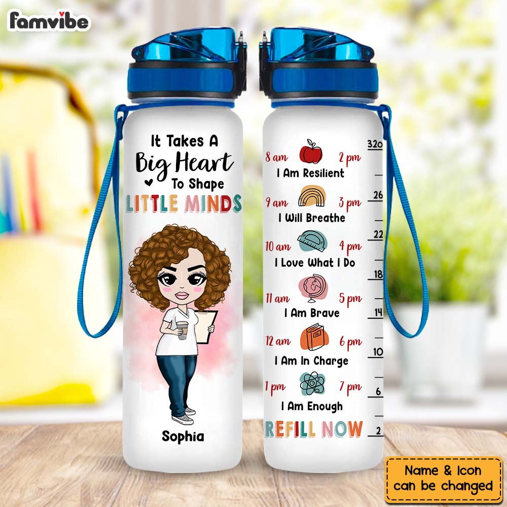 Personalized Back To School Gift For Teacher Daily Affirmations It Takes A Big Heart To Shape Little Minds Tracker Bottle 26791 Primary Mockup